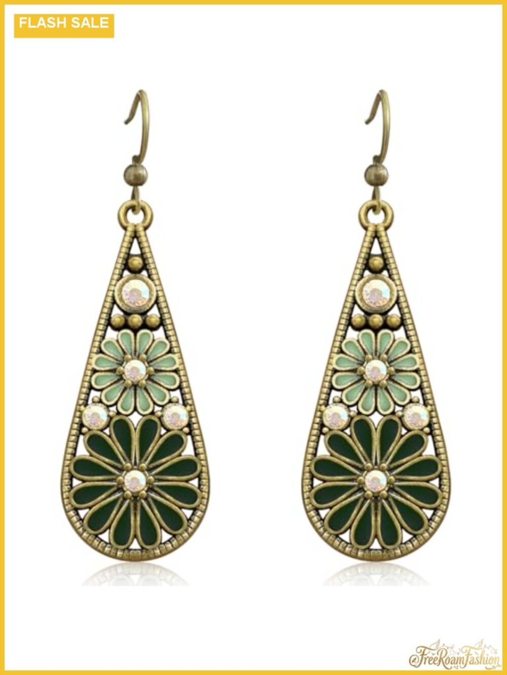 Copper Crystal Teardrop Dangle Drop Earrings for Women